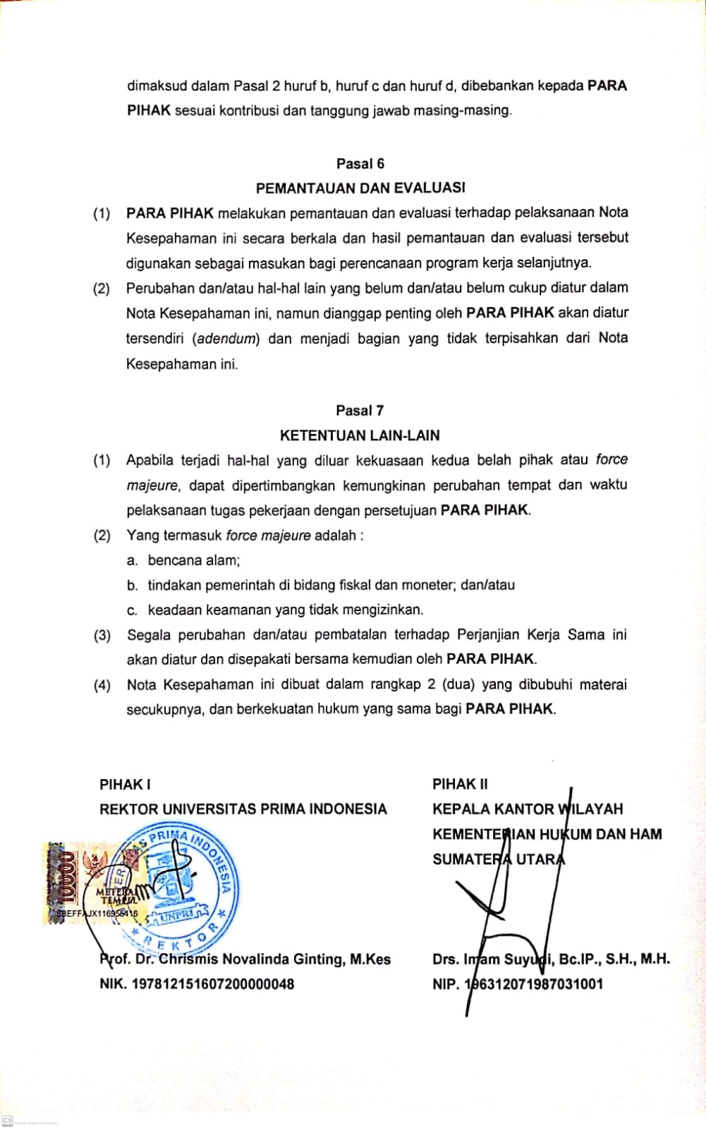ZZZNota Kesepahaman Antara Universitas Prima Indonesia Dengan Kantor Wilayah Kementerian Hukum Dan Hak Asasi Manusia Sumatera Utara4