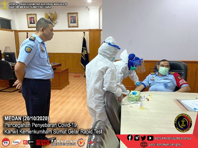 ZZZPencegahan Penyebaran Covid 19 Kanwil Kemenkumham Sumut Gelar Rapid Test